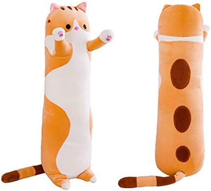 Photo 1 of Lovely Plush Cat Doll Cute Cartoon Soft Stuffed Kitten Pillow Long Throw Sleeping Pillow Doll Toy Gift for Kids Girlfriend Multiple Size 24 IN.