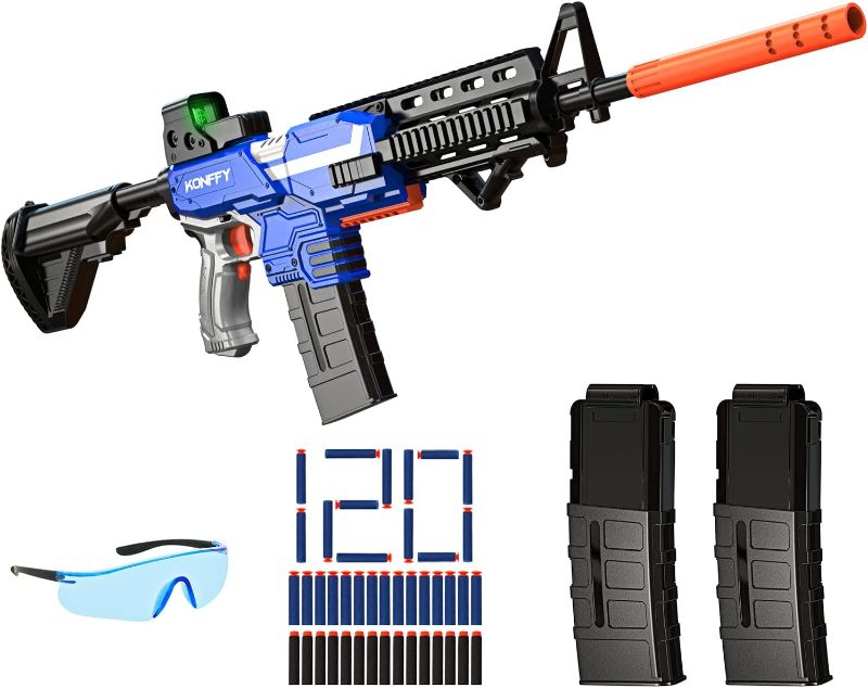 Photo 1 of Konffy Toy Guns Automatic Sniper Rifle, 3 Modes Burst Electric Toy Foam Blaster with 120 Bullets, 2 Magazines, Motorized Gun Toys for 8-12 Year Old Boys Adults, Birthday Xmas Gifts for Kids Age 8+
