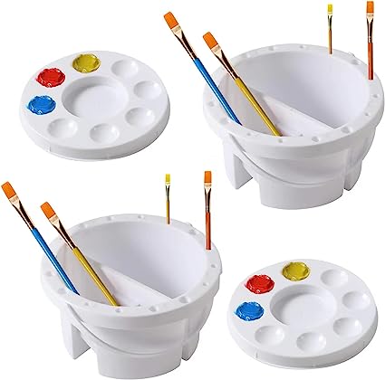 Photo 1 of Gazeer Artist Brush Basin,Multifunction Paint Brush Tub with Brush Holder & Lid Palette, Paint Brushes Washer 