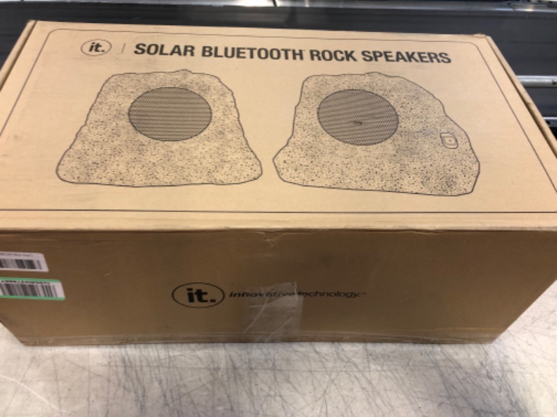 Photo 2 of Innovative Technology Outdoor Rock Speaker Pair - Wireless Bluetooth Speakers for Garden, Patio, Waterproof, Built for all Seasons & Solar Powered with Rechargeable Battery, Music Streaming - Charcoal