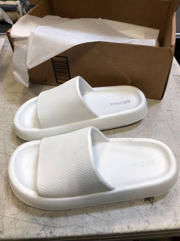 Photo 2 of BRONAX Cloud Slippers for Women and Men | Pillow Slippers Bathroom Sandals | Extremely Comfy | Cushioned Thick Sole 6-7 Women/4.5-5.5 Men White