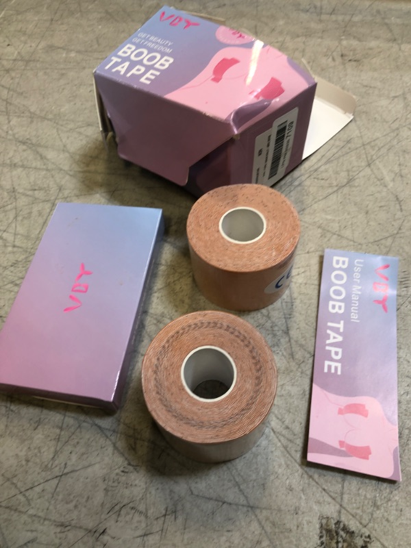 Photo 2 of 2 Pack Boob Tape - Breast Lift Tape, Body Tape for Breast Lift w 2 Pcs Silicone Breast Petals Reusable Adhesive Bra& 2 Pcs Fabric Nipple Covers, Bob Tape for Large Breasts A-G Cup, Nude Nude 2"