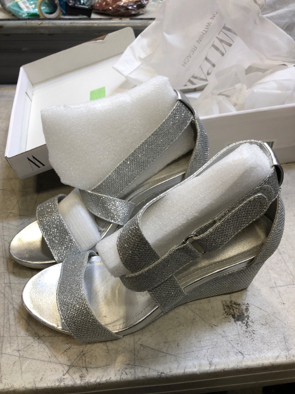 Photo 2 of DREAM PAIRS Women's Elastic Ankle Strap Wedge Sandals 7.5 Silver/Glitter