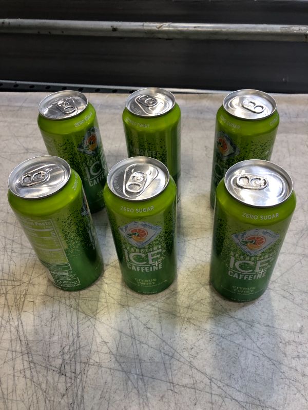 Photo 2 of 6PCS OF Sparkling Ice® +Caffeine, Citrus Twist Flavored Sparkling Water with Caffeine, Zero Sugar, with Vitamins and Antioxidants, Low Calorie Beverage, 16 fl oz Can Triple Citrus, EXP 2029