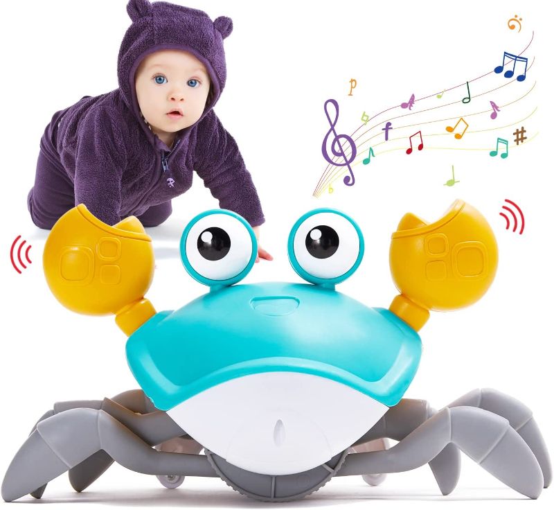 Photo 1 of Crawling Crab Baby Toys with Music and LED Light for Kids Toddles - Interactive Infrared Induction RC Toys with Automatically Avoid Obstacles - USB Rechargeable Electronics Toys for Boy and Girl Gift
