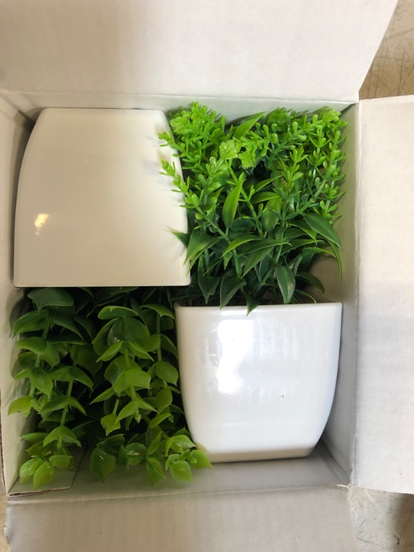 Photo 1 of 2 Packs Small Fake Plants Artificial Greenery Plants in Pots for Home Bedroom Bathroom Farmhouse Kitchen Decor Indoor

