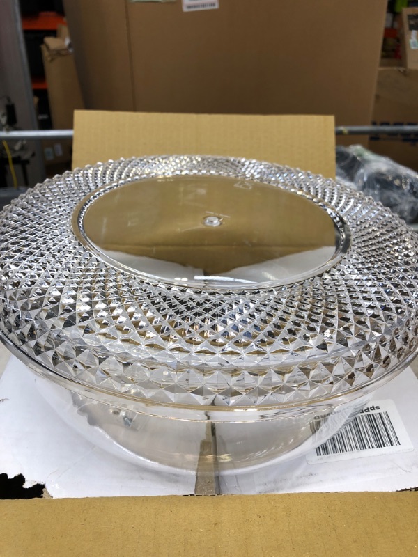 Photo 2 of 12 Inch Clear Food-Grade Acrylic Diamond Pattern Server Cake Dessert Platter with Cloche Bell Cover