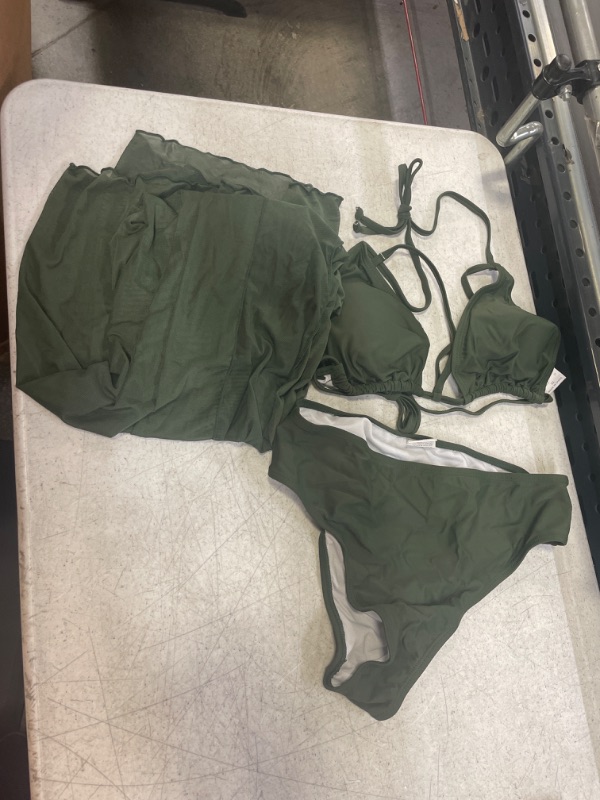 Photo 1 of 3 PIECE GREEN BATHING SUIT WITH SKIRT COVER UP XL 