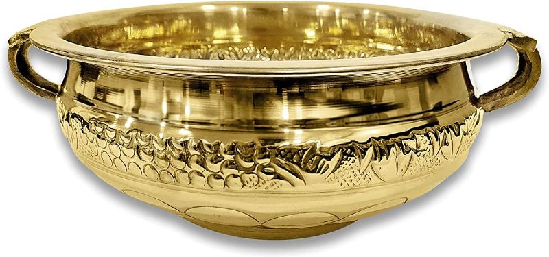 Photo 1 of 10 Inch Decorative Brass Designer Urli Flower Candles Floating Bowing Brass Pot Home Décor Items