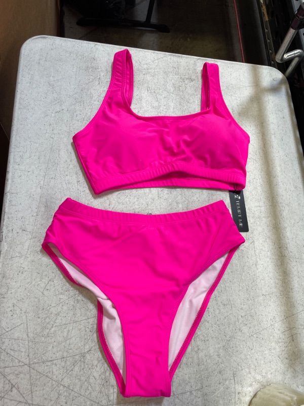 Photo 1 of BRIGHT PINK TWO PIECE BATHING SUIT M