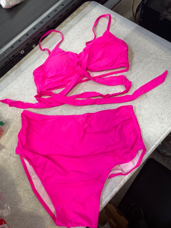 Photo 1 of BRIGHT PINK TWO PIECE BATHING SUIT L