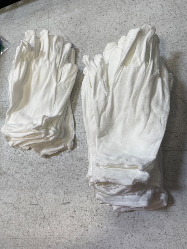 Photo 2 of 12 Pairs White Cotton Gloves Soft mittens, Jewelry Inspection Stretchy Work Gloves