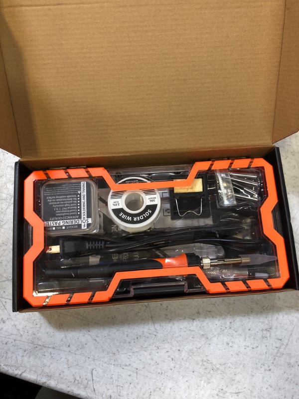 Photo 1 of Soldering Iron Premium Kit, 60W Soldering Gun with Ceramic Heater, 12-in-1 Soldering Iron Kit Tool, Adjustable Temperature 200 to 450°C, Soldering Iron Tip, Solder Wire, Solder Pump, Solder Paste