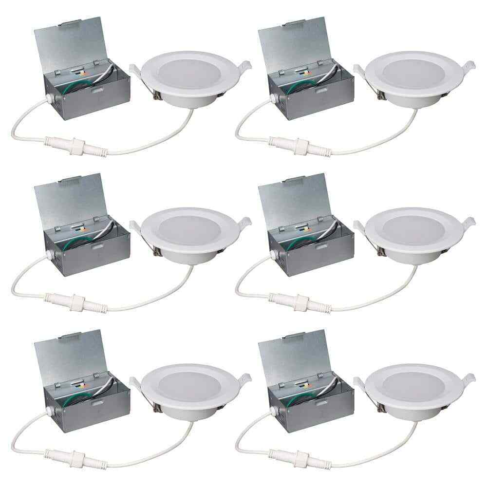 Photo 1 of 4 in. Color Selectable CCT Canless LED Recessed Light Trim Downlight(6-Pack)
