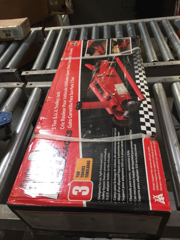 Photo 3 of Bundle of BIG RED T83006 Torin Hydraulic Trolley Service/Floor Jack with Extra Saddle, 3 Ton (6,000 lb) Capacity + BIG RED T43202 Torin Steel Jack Stands, 3 Ton (6,000 lb) Capacity, 2 Stands Red + Jack Stands