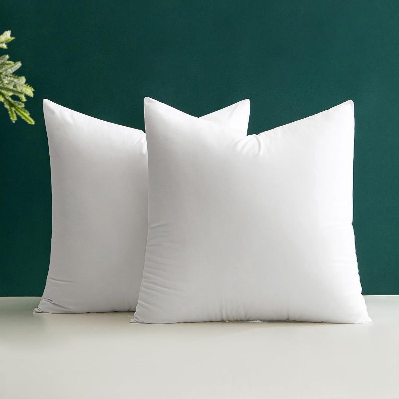 Photo 1 of 18x18 Pillow Inserts Pack of 2 - White Throw Pillows, Throw Pillow Inserts for Decorative Pillow Covers, Throw Pillows for Bed, Couch Pillows for Living Room, Throw Pillows for Couch, Fluffy Pillows