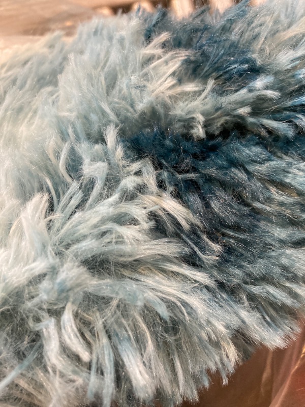 Photo 2 of DweIke Extra Large Fuzzy Rug Fluffy Carpets, 6x9 Feet Tie-Dye Rugs for Living Room Bedroom Girls Kids Room Nursery Home Decor, Non-Slip Floor Carpet, Peacock Blue 6 ft x 9 ft Peacock Blue