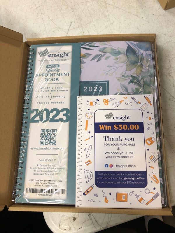 Photo 1 of 2023 Ensight Tabbed Appointment Book & Planner 8.5 x 11 inches, Large Tabbed Daily Hourly Weekly Planner, Calendar and Schedule Book 15-Minute time Slots, Business and Personal Planner (Floral) 2023 Floral New Edition