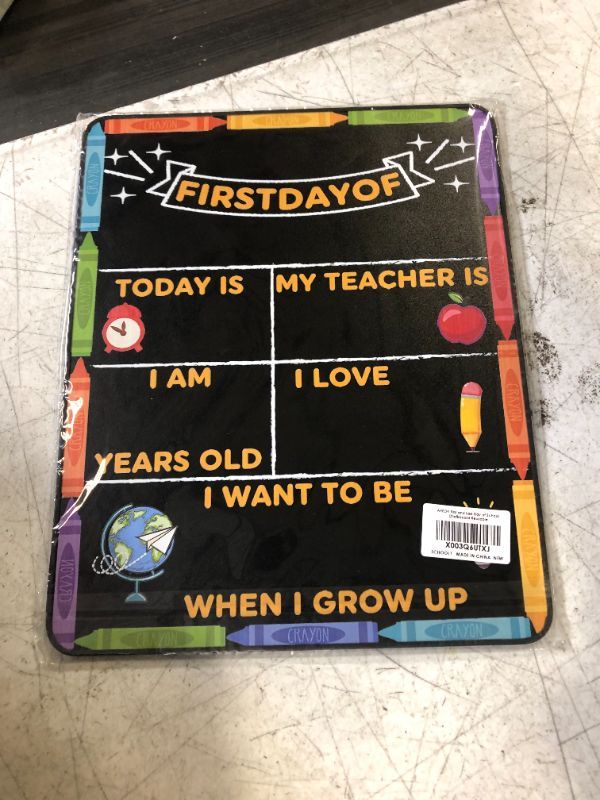 Photo 2 of First Day of School Board Sign, Back to School Chalkboard Sign Supplies, My First and Last Day of School Sign Board, 1st Day of School Chalkboard Sign for Kids First Day of Kindergarten Preschool Sign 1 Pack First and Last Day of School Chalkboard