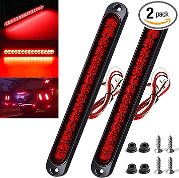 Photo 1 of 2 Pack 10" 15 LED Trailer Identification Light 9 to 30-volt, LED Stop Turn Tail Light Assembly Third Brake Bar Strip Rear Marker Light IP67 Waterproof for Heavy Duty Marine Boats Trucks Pickups
