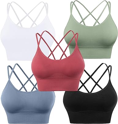 Photo 1 of Evercute Cross Back Sport Bras Padded Strappy Criss Cross Cropped Bras for Yoga Workout Fitness Low Impact Large 
