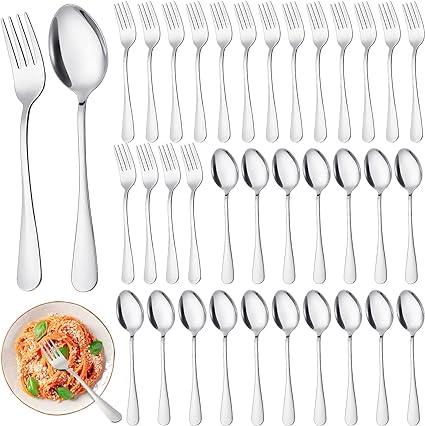 Photo 1 of 36 Pcs Forks and Spoons Silverware Set Stainless Steel Flatware Cutlery Set Spoons and Forks Set Mirror Polished Kitchen Utensil for Home, Kitchen and Restaurant