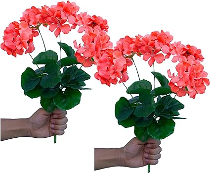 Photo 1 of 
Mumiko 2PCS 18'' Artificial Geraniums Silk Flowers Plants Front Yards Landscaping Outdoor Home Decor Garden (Vermillion Orange)

