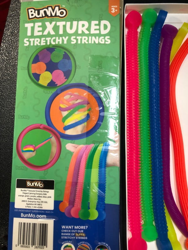 Photo 3 of Fidget Toys and Textured Sensory Toys by BUNMO - Textured Stretchy Strings Fidget Toy. Bumpy Fidget Toys for Adults and Kids Make Perfect Anxiety Toys, Autism Sensory Toys, and Stress Toys.