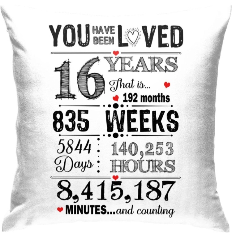 Photo 1 of Yiecik Sweet 16 Gifts for Girls - 16 Birthday Decorations Gifts,16th Birthday Gifts for Girls,Gifts for 16 Year Old Girl Ideas,Sweet Sixteen Gifts for Girls Pillow Covers18X18
