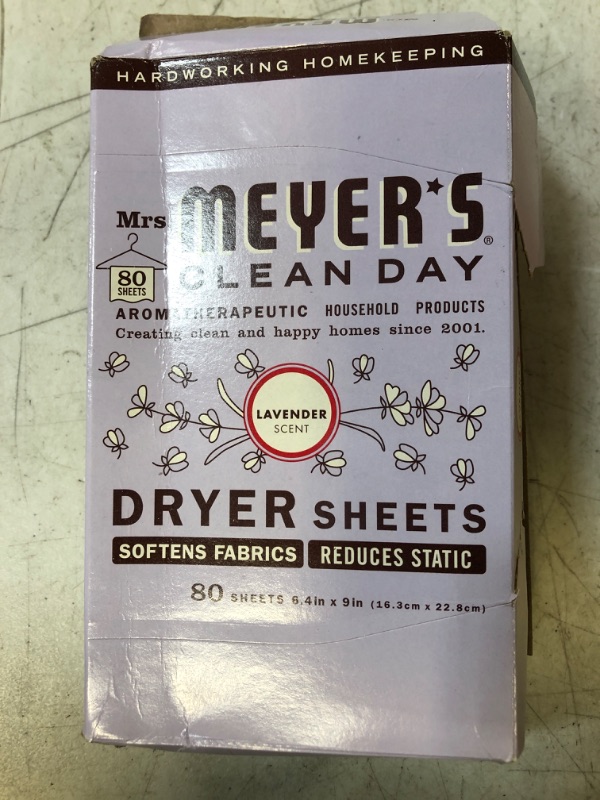 Photo 2 of Mrs. Meyer's Dryer Sheets, Fabric Softener, Reduces Static, Infused with Essential Oils, Lavender, 80 Count