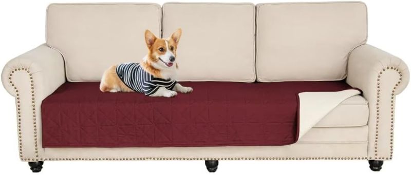 Photo 1 of YURIHOME Non-Slip Sofa Slipcover - 100% Waterproof 3 Cushion Couch Sofa Slipcover Cover Furniture Protector with Pocket and Elastic Straps for Pets Kids Dog Cat, 74"/Sofa, Burgundy
