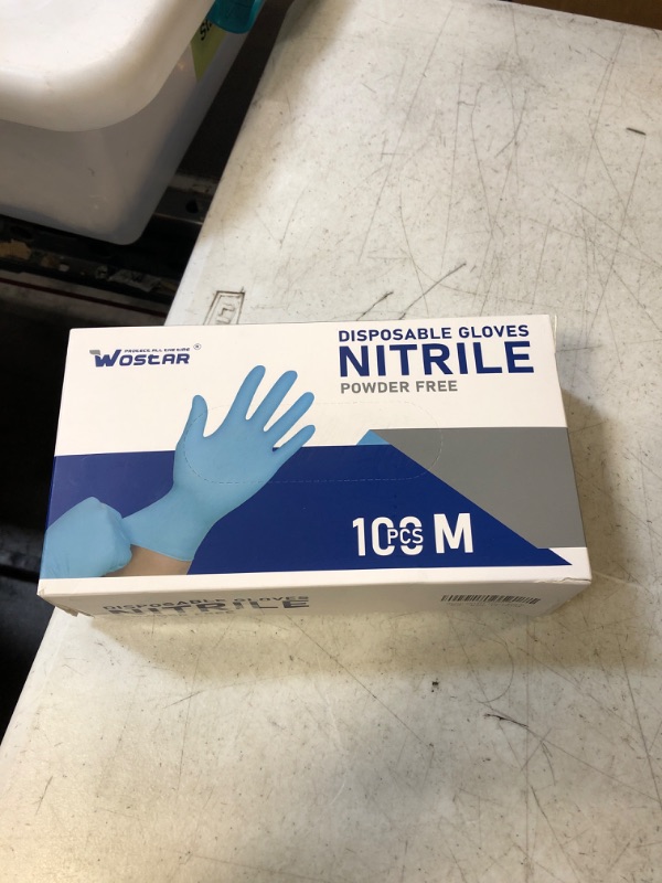 Photo 2 of Wostar Disposable Nitrile Gloves Powder & Latex Free 4mil Touch Screen Exam Disposable Non-Sterile Nitrile Gloves Blue Medium 4mil Medium (Pack of 100)