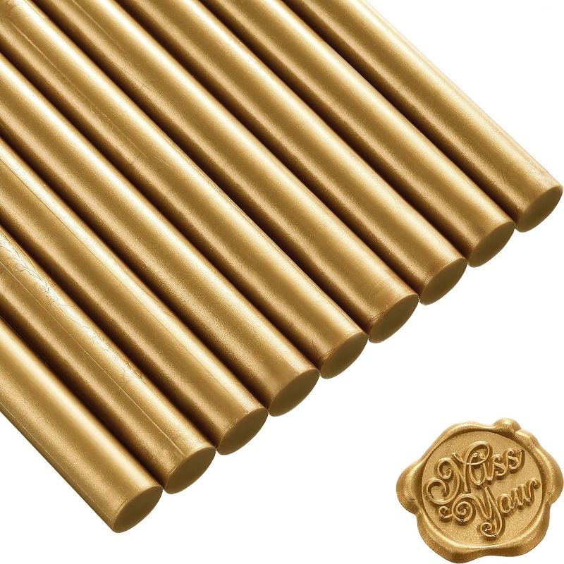 Photo 1 of 15 Pieces Glue Gun Sealing Wax Sticks for Retro Vintage Wax Seal Stamp and Letter, Great for Wedding Invitations, Cards Envelopes, Snail Mails, Wine Packages, Gift Wrapping (Bronze)
