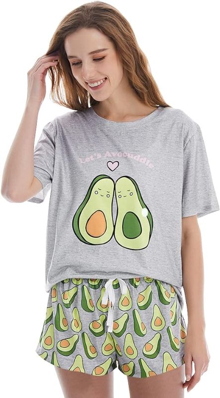 Photo 1 of MissShorthair Womens Pajamas Shorts Set Cute PJS Cartoon Print Tee Pajama Shorts Set- SIZE L 
