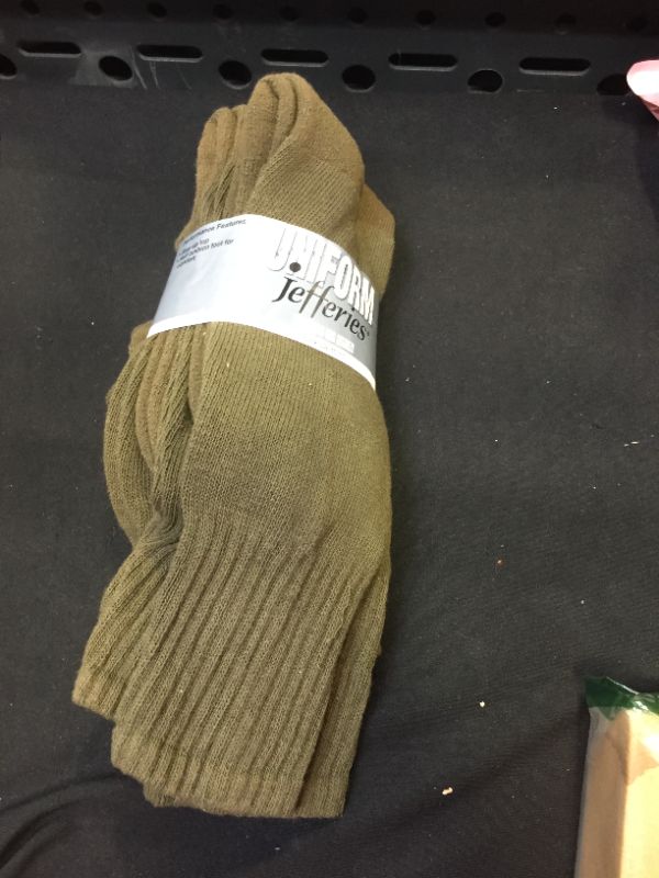 Photo 2 of Jefferies Socks Men's Military Uniform All Season Rib Top Crew Boot Socks 6 Pack 10-13 Olive Green