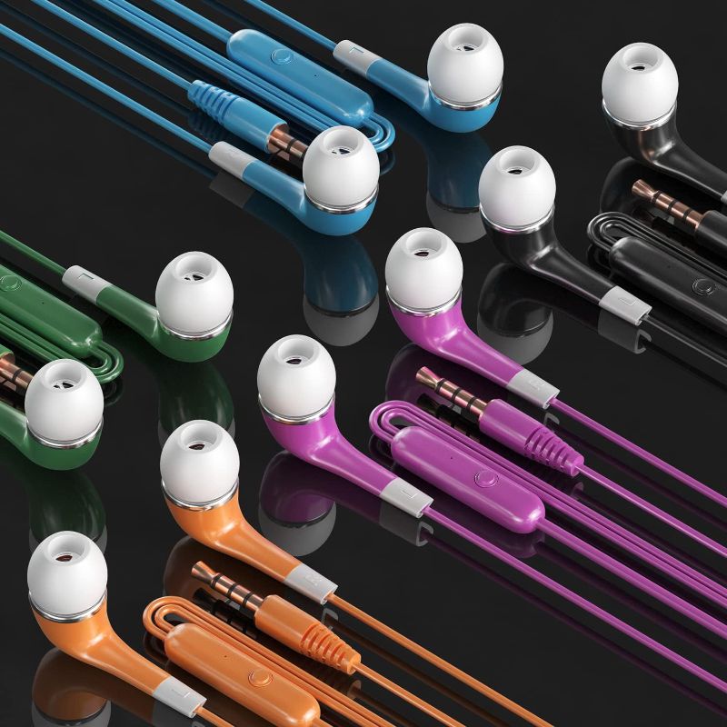 Photo 1 of SP SOUNDPRETTY Kids Earbuds with Microphone 30 Pack, Bulk Earphones Headphones with Microphone SP-BS30MIC Stereo Disposable Wired Earbuds for Kids Students Classroom Schools

