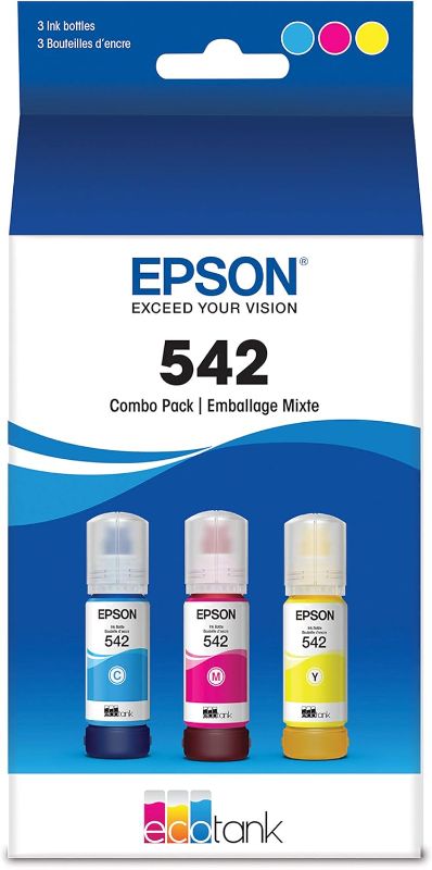 Photo 1 of EPSON 542 EcoTank Ink Ultra-high Capacity Bottle Color Combo Pack (T542520-S) Works with EcoTank Pro ET-5150, ET-5170, ET-5180, ET-5800, ET-5850, ET-5880, ET-16600, ET-16650
