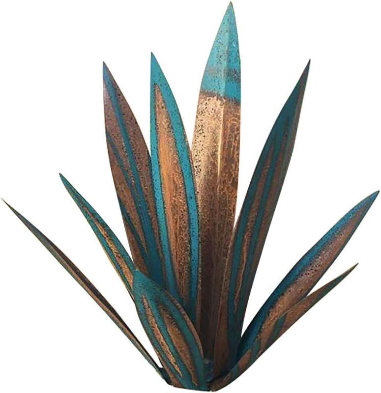 Photo 1 of 9 Pcs Leaves Tequila Rustic Sculpture Kit, Upgrade Rustic Hand Painted Metal Agave, Agave Plant Garden Yard Art Sculpture Lawn Ornaments Metal Agave Plants for Home Outdoor Patio Yard Decor
