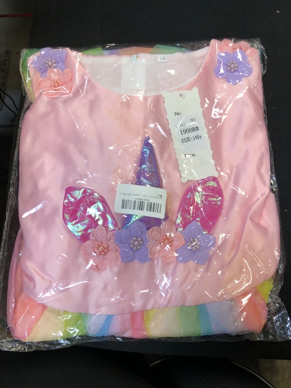 Photo 2 of BanKids Unicorn Dress For Girls Unicorn Costume Pageant Princess Party Dress with Unicorn Headband For Girls SIZE 140 (PINK NOT PURPLE)