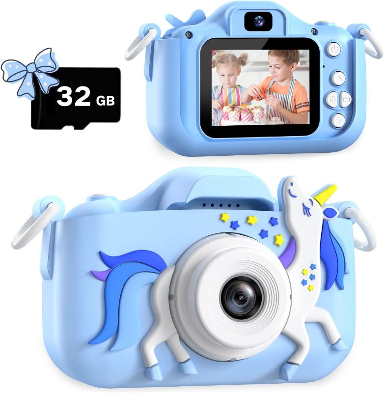 Photo 1 of Dwfit Upgrade Selfie Kids Camera, Christmas Birthday Gifts for Boys Girls Age 3-12, HD Kids Digital Video Cameras for Toddler with Cartoon Soft Silicone Cover, Portable Toy for 3 4 5 6 7 8 Years Old
