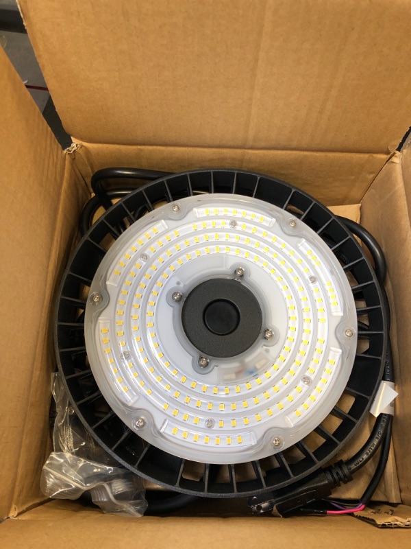 Photo 2 of APKING LED UFO High Bay Lights 100W, 15,000LM (150lm/w),5000K, 0-10V Dimmable 6' Cable with 110V Plug, Hanging Hook,Safe Rope,ETL Listed,IP65 Waterproof for Workshop, Warehouse