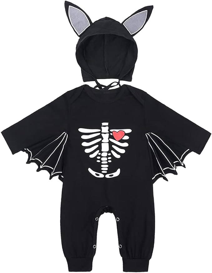 Photo 1 of Baby Bat Costume Infant Bat Costume Romper with Big Ear Hat 2pcs Unisex- 12 M
