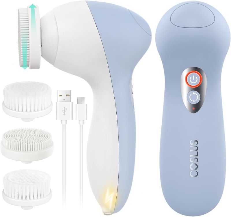 Photo 1 of Facial Cleansing Brush Face Scrubber: COSLUS Rechargeable Electric Spin IPX7 Waterproof Cleanser Brush - 2 Rotational Directions 3 Speeds Adjustable for Men Women Deep Cleaning, Exfoliating, Massaging
