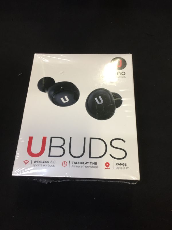 Photo 2 of UnoSounds Ubuds+ Wireless Earbuds, TWS, Bluetooth 5.0 + Enhanced Data Rate, 60 Hours on Standby, Hands-Free Calls (Black)
