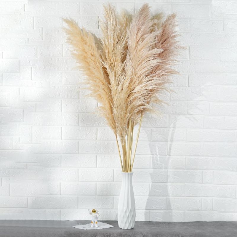 Photo 1 of 40" inch 5 Stems Natural Pampas Grass Decor Tall, pompas Grass, Tall Pampas Grass for Wedding, Party, Farmhouse, Boho Home Decor 40inch tall pampas grass-A