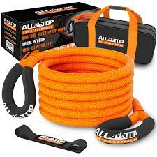 Photo 1 of ALL-TOP Kinetic Recovery Rope, 48000 Lbs (1in x 20ft Orange) Extreme Duty 30% Elasticity Energy Snatch Strap for 4x4 Offroad Vehicle
