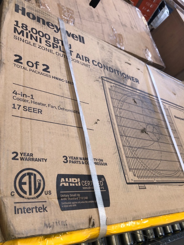 Photo 3 of *****ONE OF 2 BOXES** Honeywell Mini Split Air Conditioner, 18,000 BTU, Single Zone, White (HWAC-1817S) 2 OUT 2 BOXES
MISSING 1 OUT 2 BOXES*******