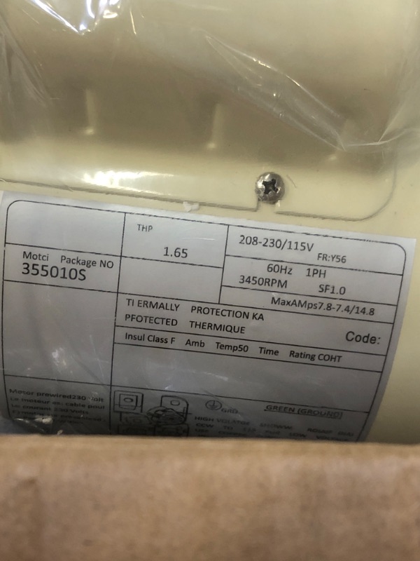 Photo 4 of 355010S Energy Efficient Replacement Motor Compatible with WhisperFlo High Performance Pool Pumps WFE-4 & WFE-26, 1 Speed, SF/WF, 1 Horsepower, 115/208-230 Volts, Replace for 071314S, 355010S