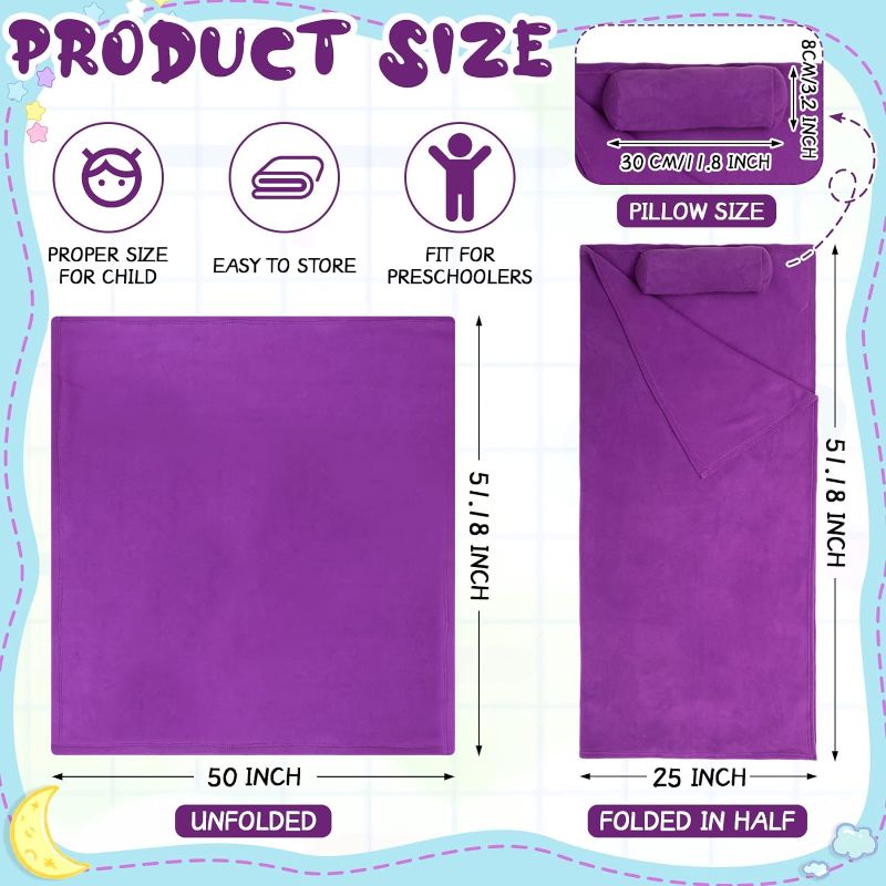 Photo 1 of Tudomro Kids Nap Mat Toddlers for Preschool Daycare Roll up Napping Blanket with Attached Pillow and Elastic Strap Soft Fleece Cot Blanket Fits Most Mats Cots 51.18 x 50 Inch 