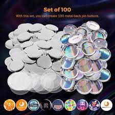 Photo 1 of 100 Sets of Button Supplies Button Parts for Button Maker Machine DIY Round Badge Blank Button Pins
